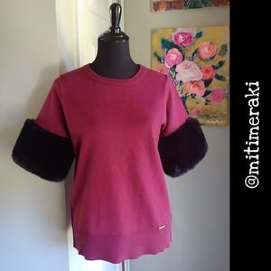 Michael Kors Faux Fur Cuffed Sweater Women's Size M